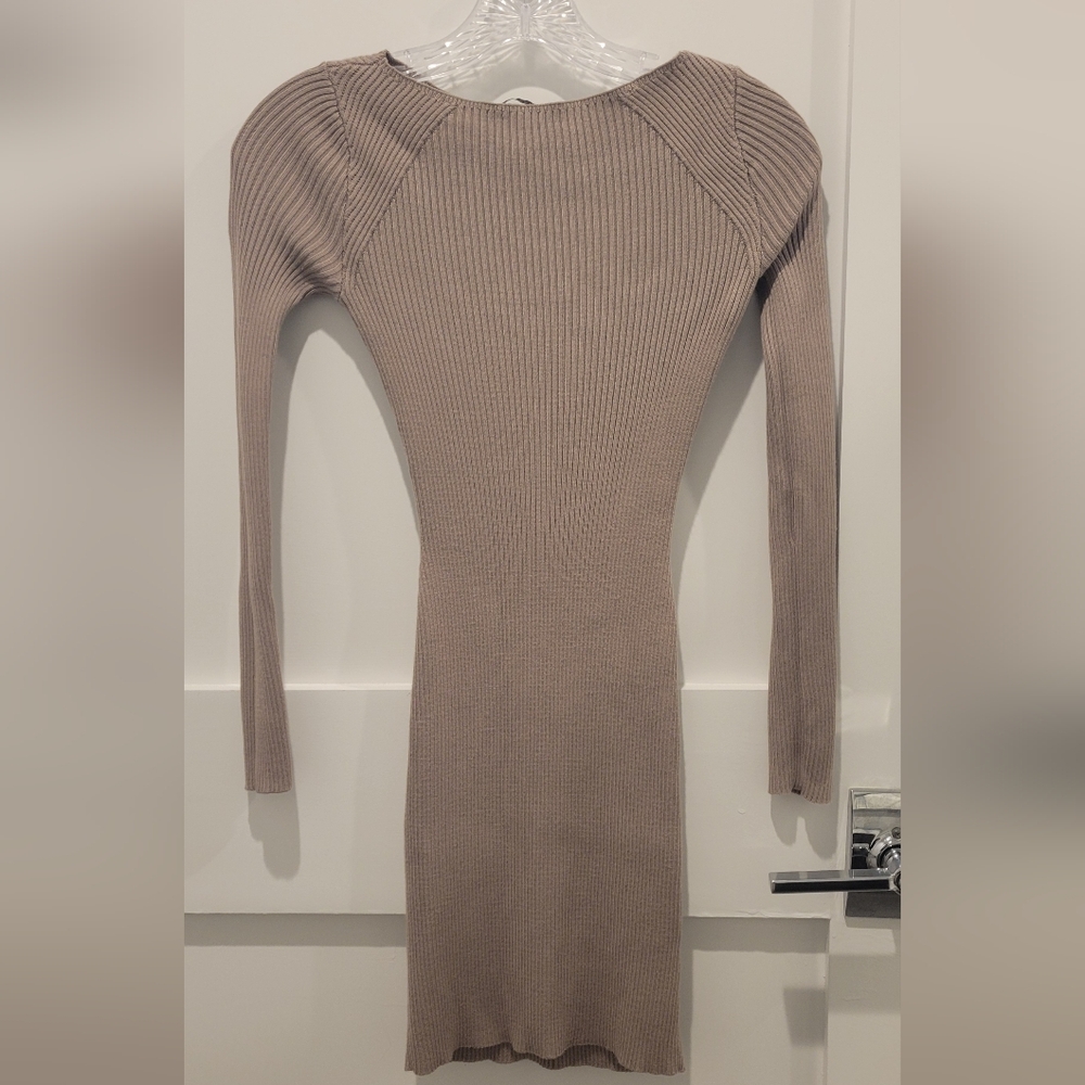Abercrombie & Fitch Tan Ribbed Knit Mini Dress XXS Petite